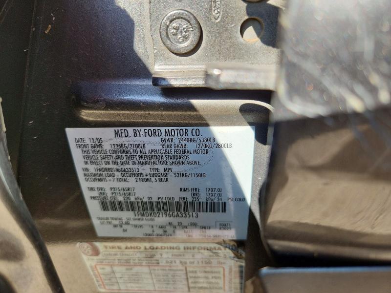 68298626 :رقم المزاد ، 1FMDK02196GA33513 vin ، 2006 Ford Freestyle مزاد بيع