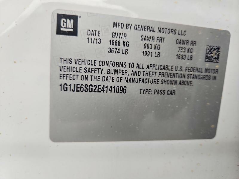 69733596 :رقم المزاد ، 1G1JE6SG2E4141096 vin ، 2014 Chevrolet Sonic مزاد بيع