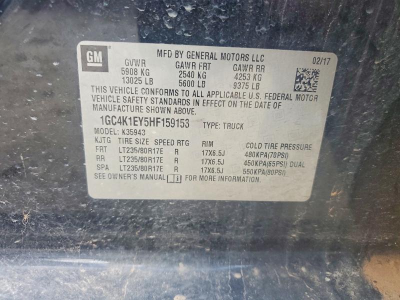 2017 Chevrolet Silverado მანქანა იყიდება აუქციონზე, vin: 1GC4K1EY5HF159153, აუქციონის ნომერი: 67168026