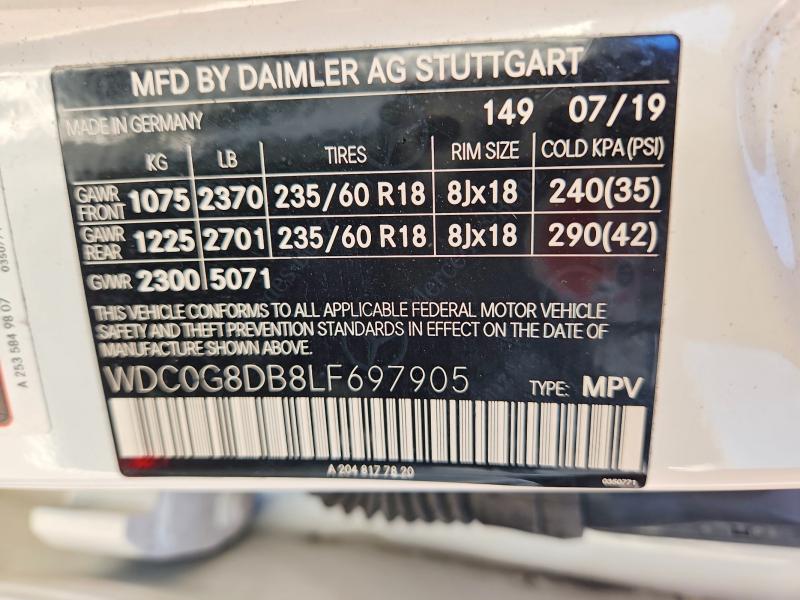Aukcja sprzedaży 2020 Mercedes-benz Glc, vin: WDC0G8DB8LF697905, numer aukcji: 67592516