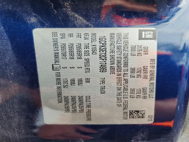 68515016 :رقم المزاد ، 1GCPKSE72CF174969 vin ، 2012 Chevrolet Silverado مزاد بيع