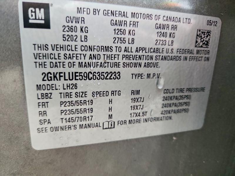 Aukcja sprzedaży 2012 Gmc Terrain, vin: 2GKFLUE59C6352233, numer aukcji: 66749876