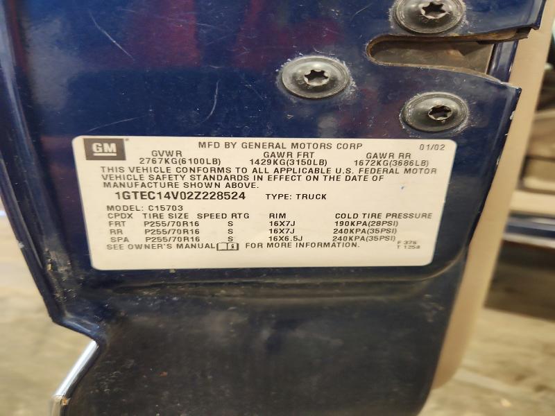 68338906 :رقم المزاد ، 1GTEC14V02Z228524 vin ، 2002 Gmc New Sierra مزاد بيع