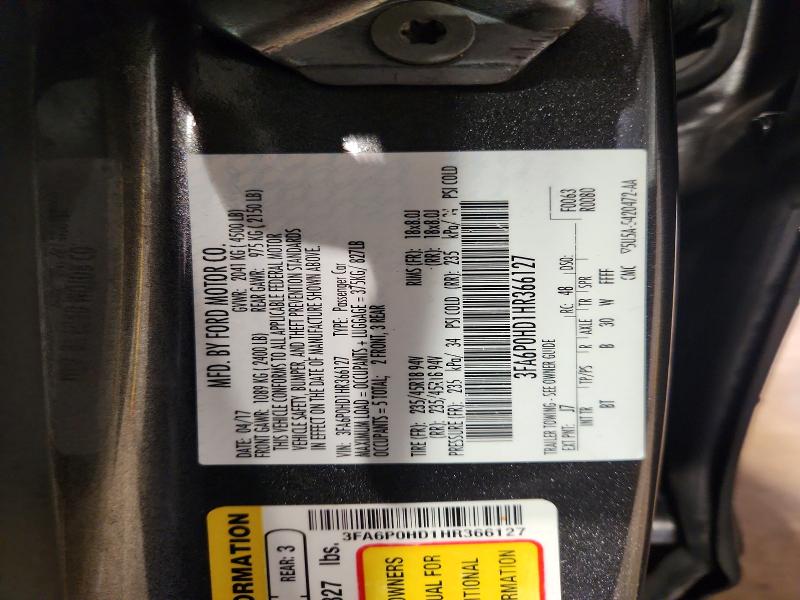 Aukcja sprzedaży 2017 Ford Fusion, vin: 3FA6P0HD1HR366127, numer aukcji: 67676126