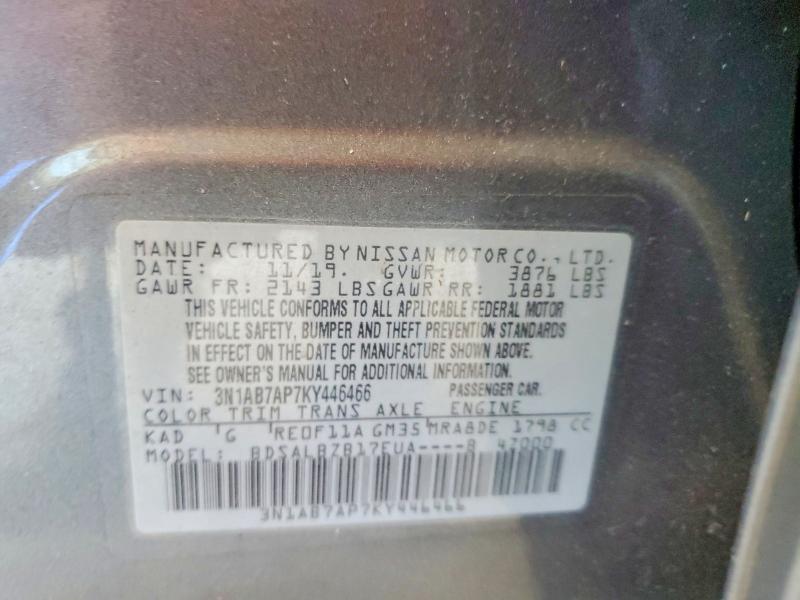 Продажа на аукционе авто 2019 Nissan Sentra, vin: 3N1AB7AP7KY446466, номер лота: 67711026