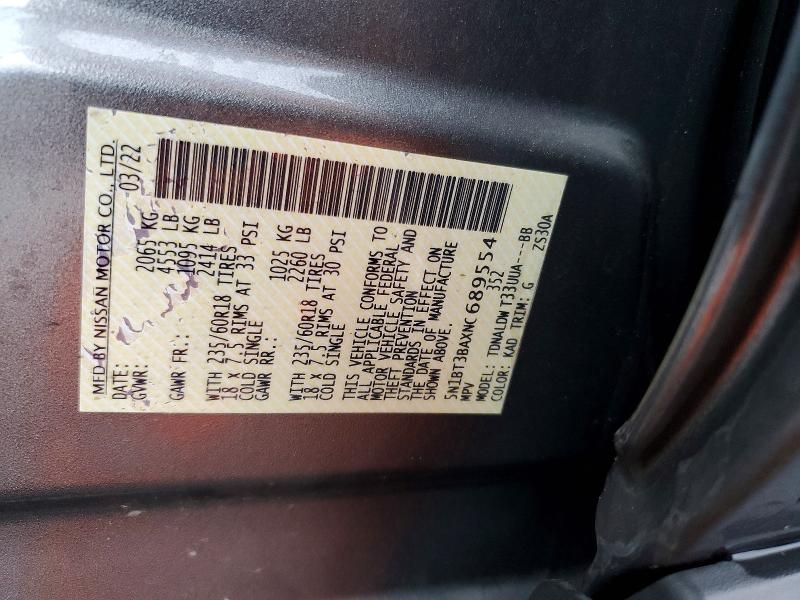 67517556 :رقم المزاد ، 5N1BT3BAXNC689554 vin ، 2022 Nissan Rogue مزاد بيع