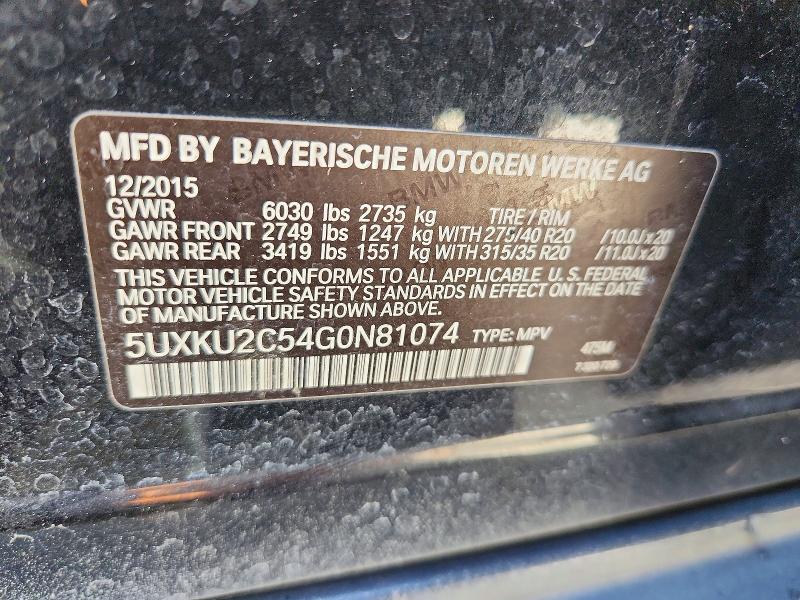 Продаж на аукціоні авто 2016 Bmw X6, vin: 5UXKU2C54G0N81074, номер лоту: 67875036