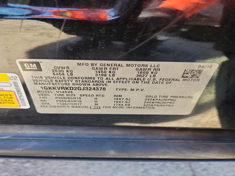 Aukcja sprzedaży 2016 Gmc Acadia, vin: 1GKKVRKD2GJ324378, numer aukcji: 67783516
