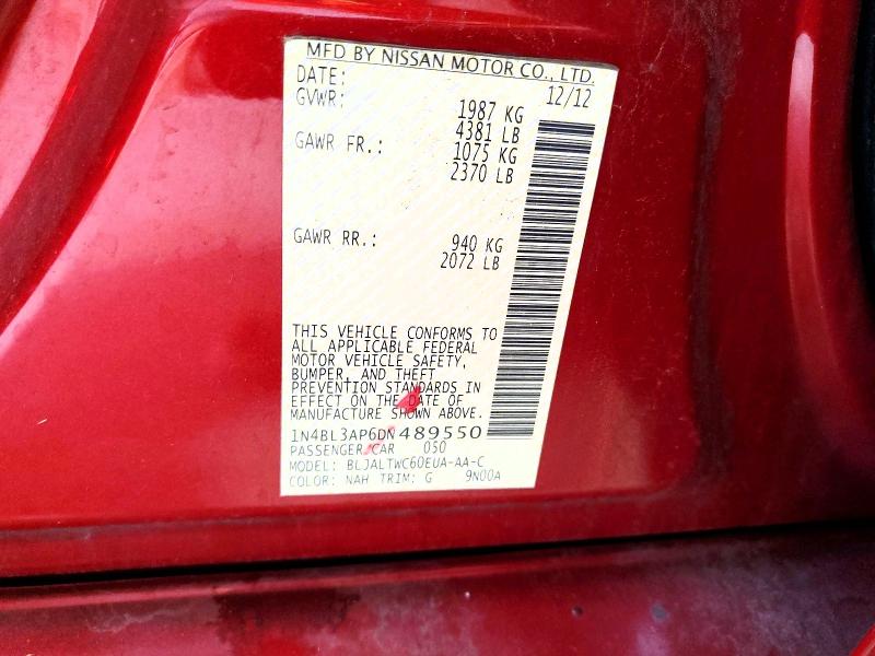 2013 Nissan Altima მანქანა იყიდება აუქციონზე, vin: 1N4BL3AP6DN489550, აუქციონის ნომერი: 69396366