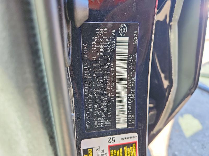 Aukcja sprzedaży 2021 Toyota Camry, vin: 4T1G11AK4MU590554, numer aukcji: 67637126