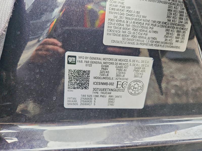 67714016 :رقم المزاد ، 3GTUUEETXNG620332 vin ، 2022 Gmc Sierra مزاد بيع