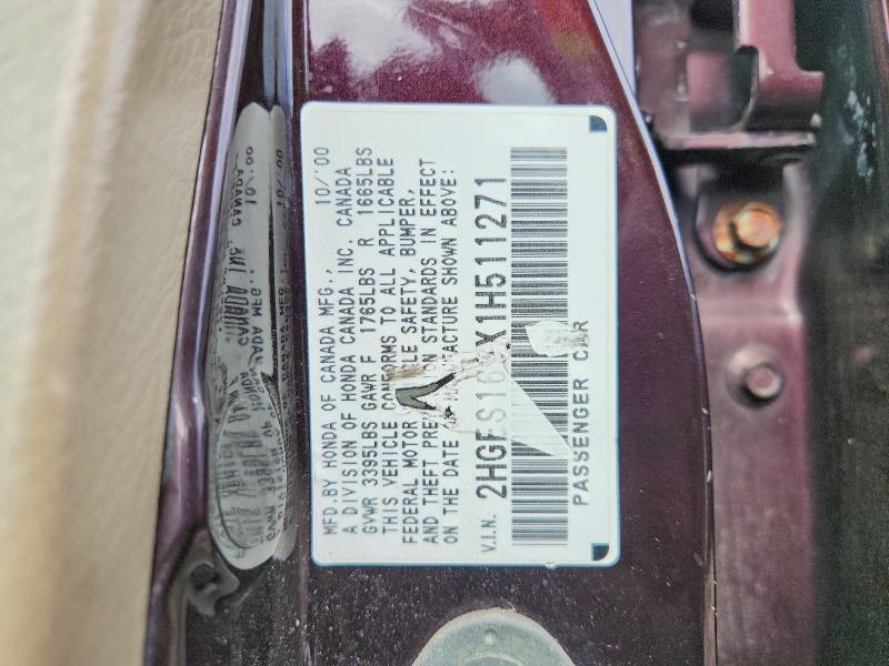 Продаж на аукціоні авто 2001 Honda Civic, vin: 2HGES165X1H511271, номер лоту: 70833386