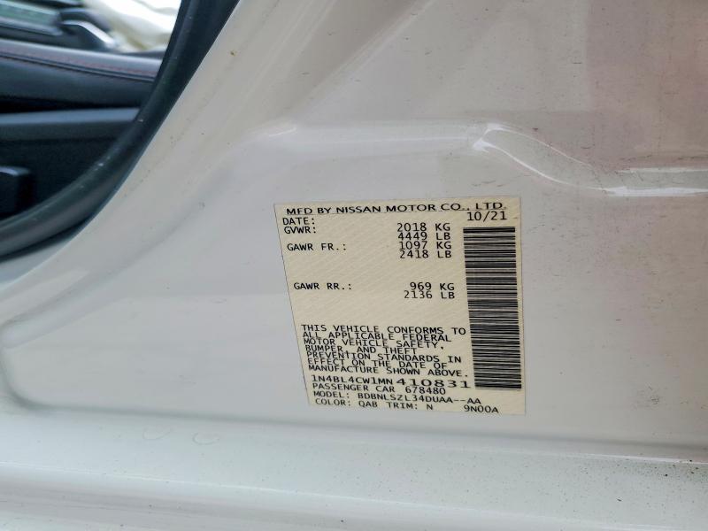 68415926 :رقم المزاد ، 1N4BL4CW1MN410831 vin ، 2021 Nissan Altima مزاد بيع