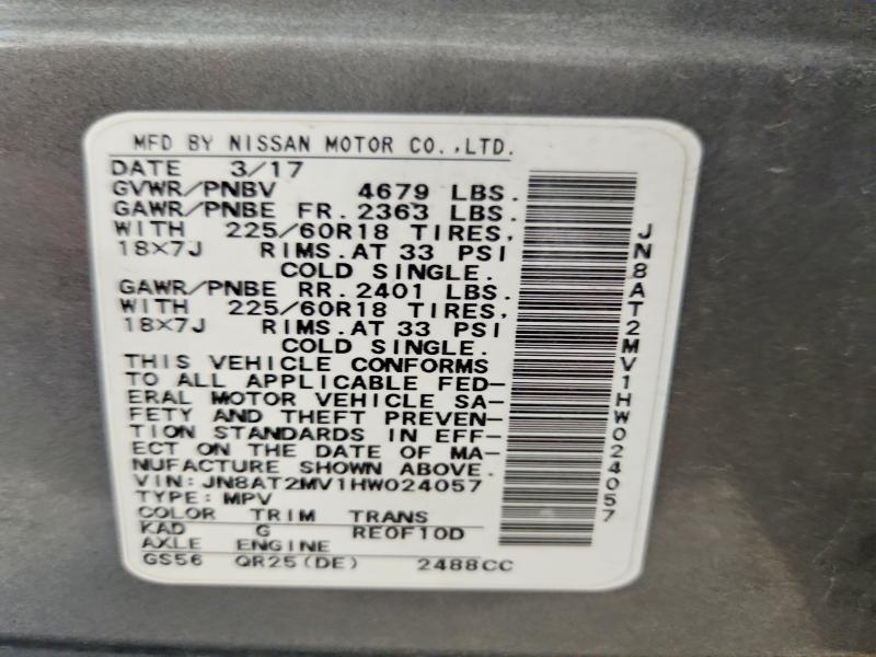 Продаж на аукціоні авто 2017 Nissan Rogue, vin: JN8AT2MV1HW024057, номер лоту: 69597366