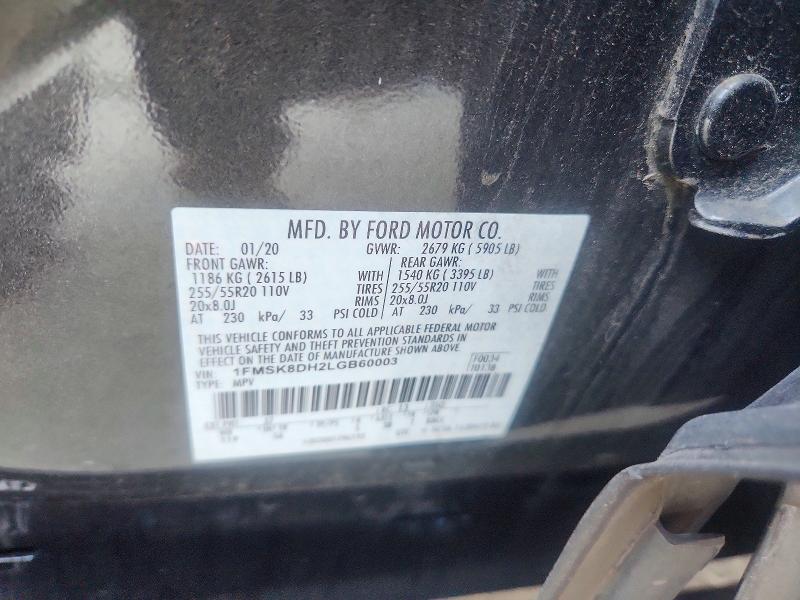 67855606 :رقم المزاد ، 1FMSK8DH2LGB60003 vin ، 2020 Ford Explorer مزاد بيع