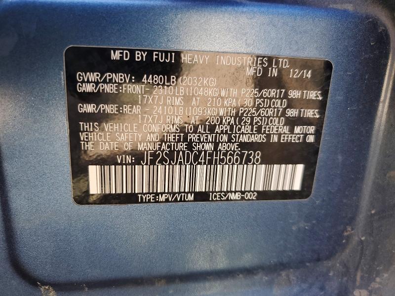 Aukcja sprzedaży 2015 Subaru Forester, vin: JF2SJADC4FH566738        , numer aukcji: 69000506