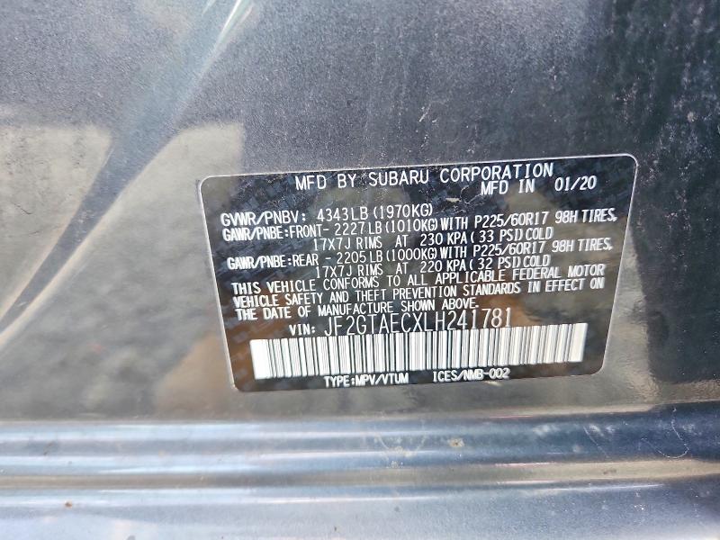 Aukcja sprzedaży 2020 Subaru Crosstrek, vin: JF2GTAECXLH241781, numer aukcji: 67857046