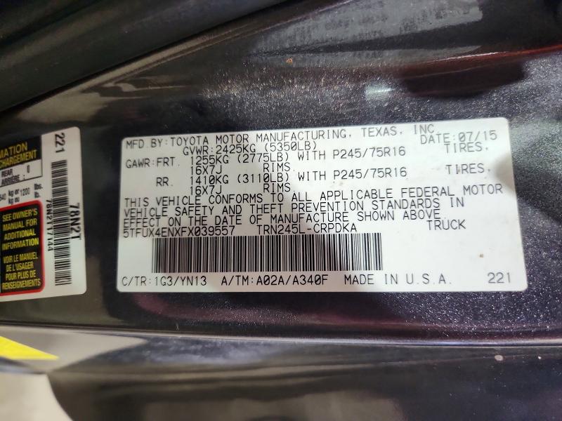 Aukcja sprzedaży 2015 Toyota Tacoma, vin: 5TFUX4ENXFX039557, numer aukcji: 70191556
