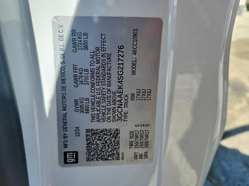 70820326 :رقم المزاد ، 3GCNAAEK4SG217276 vin ، 2025 Chevrolet Silverado مزاد بيع