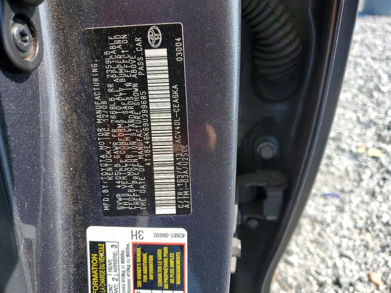 68071276 :رقم المزاد ، 4T1BE46K69U399685 vin ، 2009 Toyota Camry مزاد بيع