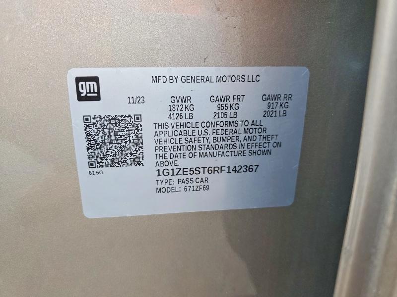 Продажа на аукционе авто 2024 Chevrolet Malibu, vin: 1G1ZE5ST6RF142367, номер лота: 70317466