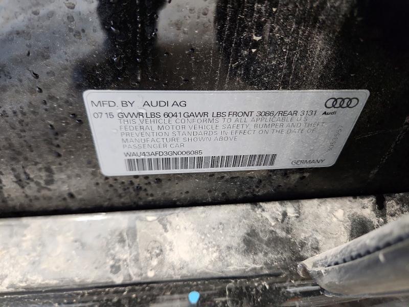 2016 Audi A8 მანქანა იყიდება აუქციონზე, vin: WAU43AFD3GN006085, აუქციონის ნომერი: 67299276