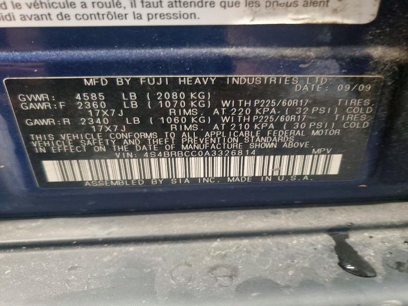 Aukcja sprzedaży 2010 Subaru Outback, vin: 4S4BRBCC0A3326814, numer aukcji: 69692196