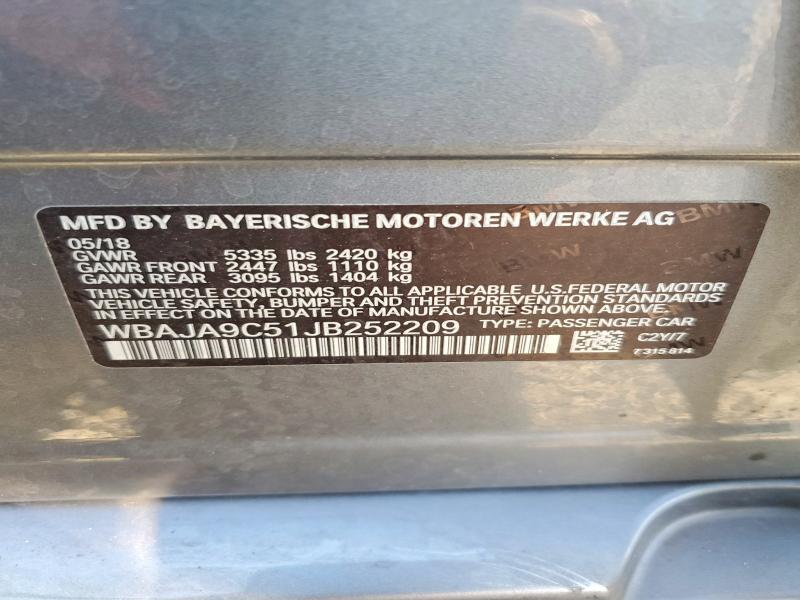 68005126 :رقم المزاد ، WBAJA9C51JB252209 vin ، 2018 Bmw 530e مزاد بيع