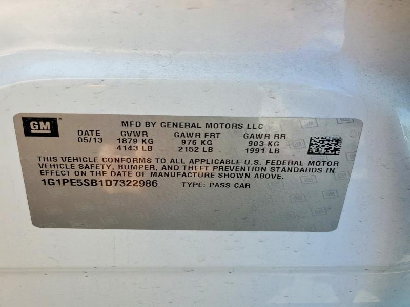 Продаж на аукціоні авто 2013 Chevrolet Cruze, vin: 1G1PE5SB1D7322986, номер лоту: 69658366