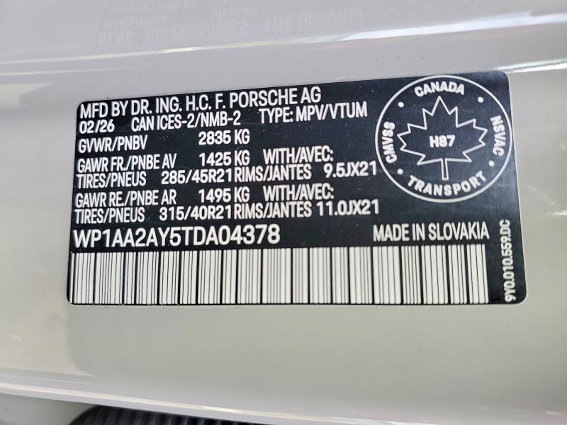 69670926 :رقم المزاد ، WP1AA2AY5TDA04378 vin ، 2026 Porsche Cayenne مزاد بيع