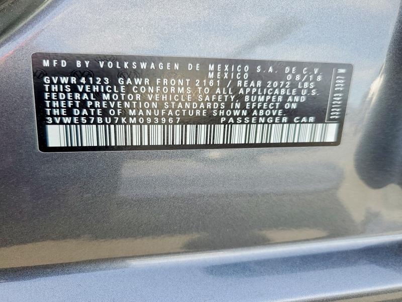 Aukcja sprzedaży 2019 Volkswagen Jetta, vin: 3VWE57BU7KM093967, numer aukcji: 70348886