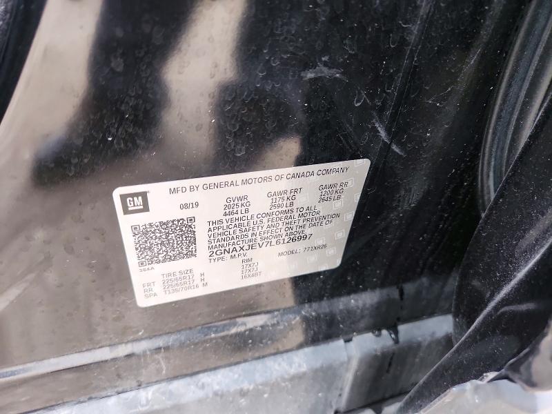 2020 Chevrolet Equinox მანქანა იყიდება აუქციონზე, vin: 2GNAXJEV7L6126997, აუქციონის ნომერი: 69633726
