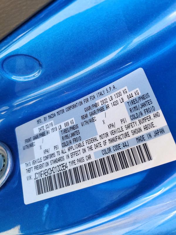 Продажа на аукционе авто 2017 Fiat 124 Spider, vin: JC1NFAEK0H0100354, номер лота: 66811876