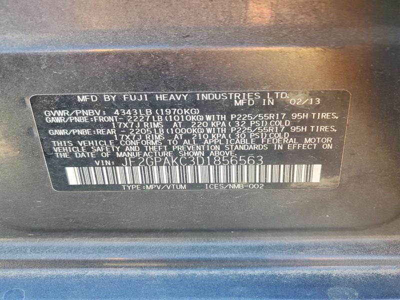 Продажа на аукционе авто 2013 Subaru Xv Crosstrek, vin: JF2GPAKC3D1856563, номер лота: 69362276
