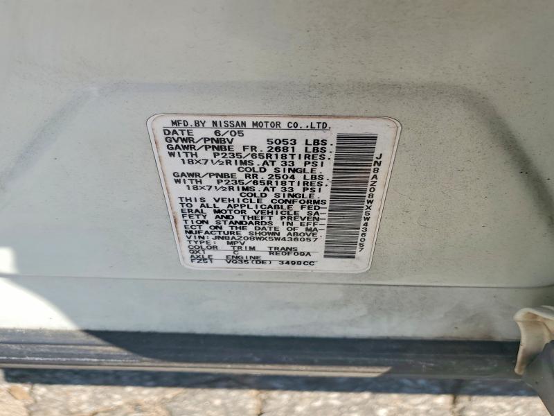 Aukcja sprzedaży 2005 Nissan Murano, vin: JN8AZ08WX5W436057, numer aukcji: 67162746