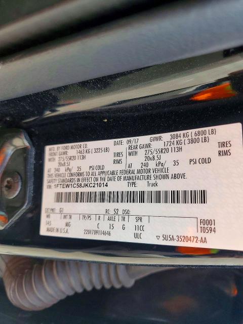 Продажа на аукционе авто 2018 Ford F150, vin: 1FTEW1C58JKC21014, номер лота: 70639776