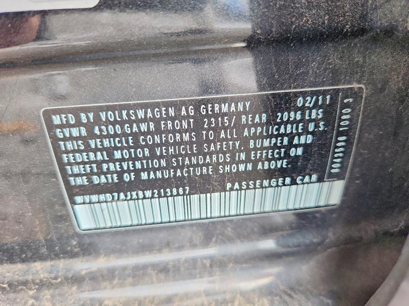 67491986 :رقم المزاد ، WVWHD7AJXBW213867 vin ، 2011 Volkswagen Gti مزاد بيع