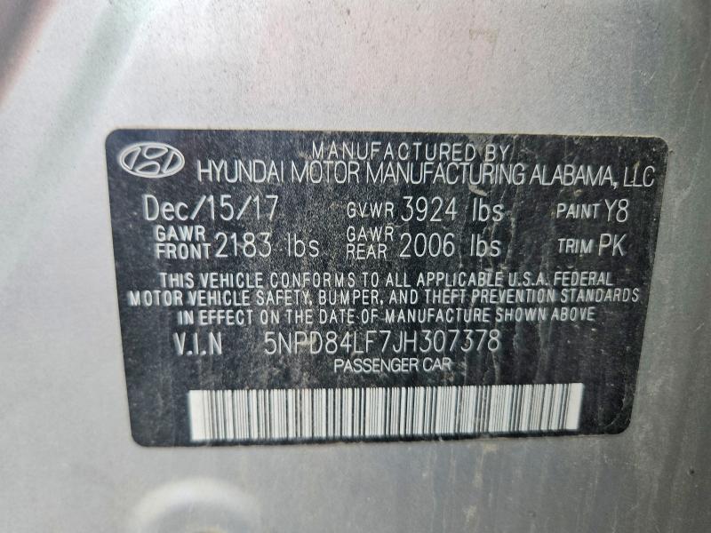 Aukcja sprzedaży 2018 Hyundai Elantra, vin: 5NPD84LF7JH307378, numer aukcji: 68396456