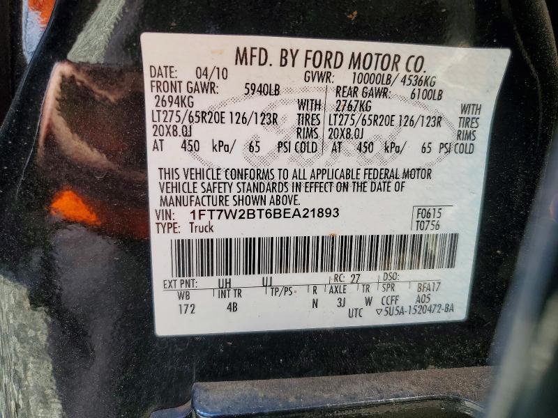 Aukcja sprzedaży 2011 Ford F250, vin: 1FT7W2BT6BEA21893, numer aukcji: 68500456