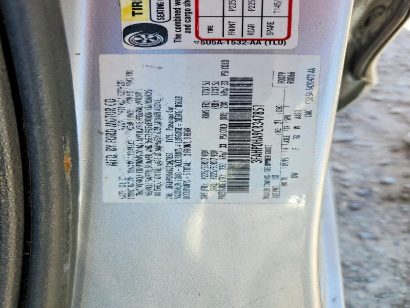 68219706 :رقم المزاد ، 3FAHP0HA9CR347851 vin ، 2012 Ford Fusion مزاد بيع