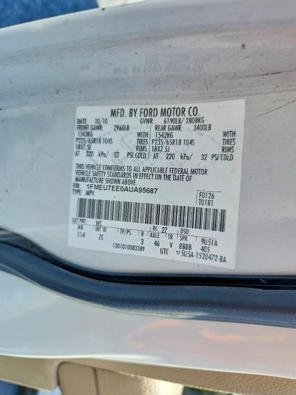 Aukcja sprzedaży 2010 Ford Explorer, vin: 1FMEU7EE0AUA95687, numer aukcji: 69116866