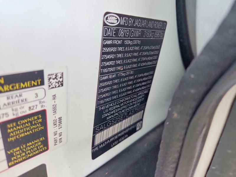 Продаж на аукціоні авто 2020 Land Rover Range Rover, vin: SALGS2SE7LA575698, номер лоту: 69233726
