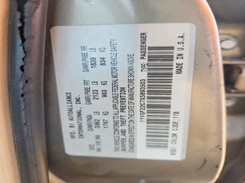 69789846 :رقم المزاد ، 1YVGF22C7X5893503 vin ، 1999 Mazda 626 مزاد بيع