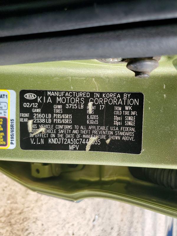 Aukcja sprzedaży 2012 Kia Soul, vin: KNDJT2A51C7447935, numer aukcji: 69144616