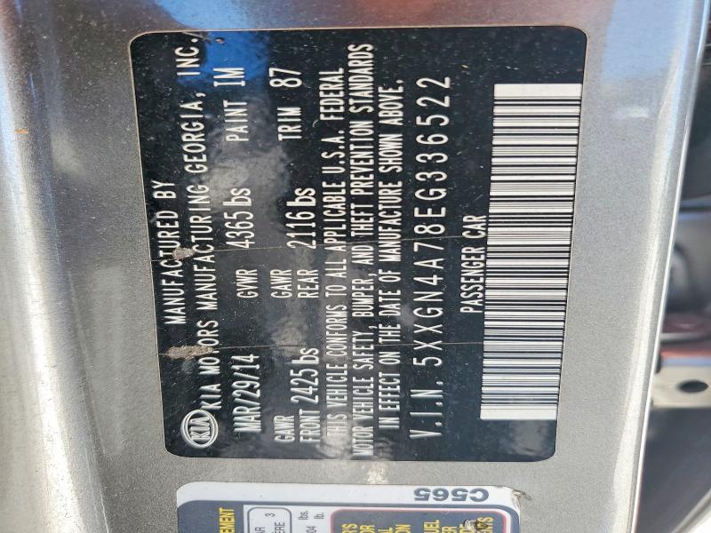 2014 Kia Optima მანქანა იყიდება აუქციონზე, vin: 5XXGN4A78EG336522, აუქციონის ნომერი: 68941026