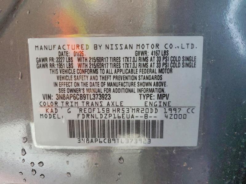 2026 Nissan Kicks მანქანა იყიდება აუქციონზე, vin: 3N8AP6CB9TL373923, აუქციონის ნომერი: 67490156