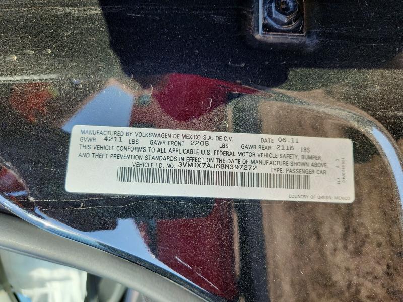 Продажа на аукционе авто 2011 Volkswagen Jetta, vin: 3VWDX7AJ6BM397272, номер лота: 67162056