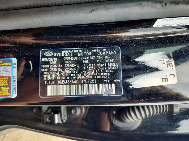 Продаж на аукціоні авто 2018 Hyundai Tucson, vin: KM8J33A40JU707281, номер лоту: 68705346