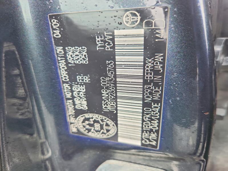 Aukcja sprzedaży 2009 Toyota Yaris, vin: JTDBT923691345763, numer aukcji: 67873456
