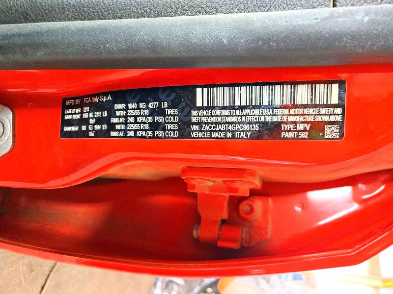 Продаж на аукціоні авто 2016 Jeep Renegade, vin: ZACCJABT4GPC96135, номер лоту: 70800906